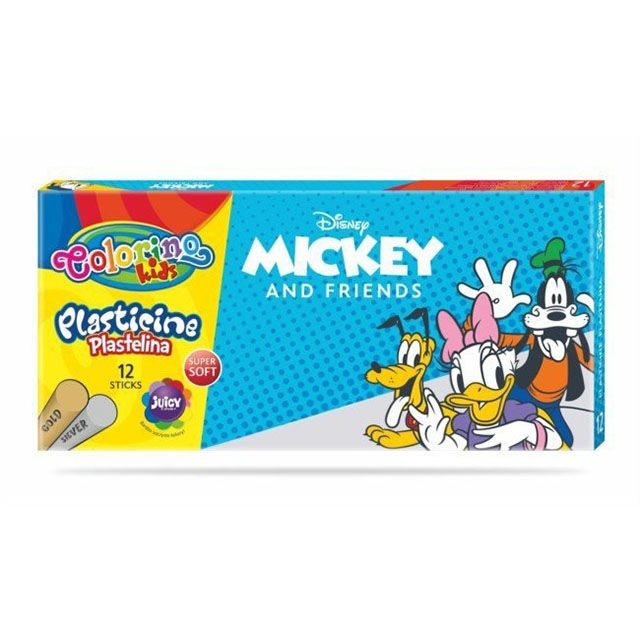 Пластилін 12 кольорів золото, срібло COLORINO/MICKEY/6/ 89885PTR