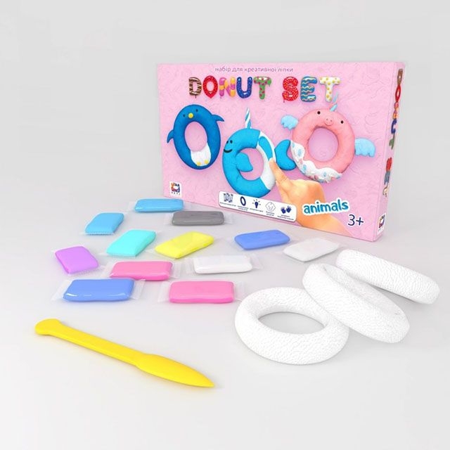 Набір для креативної ліпки TM Moon Light Clay Donut Set ANIMALS легкий стрибаючий пластилін - УКР