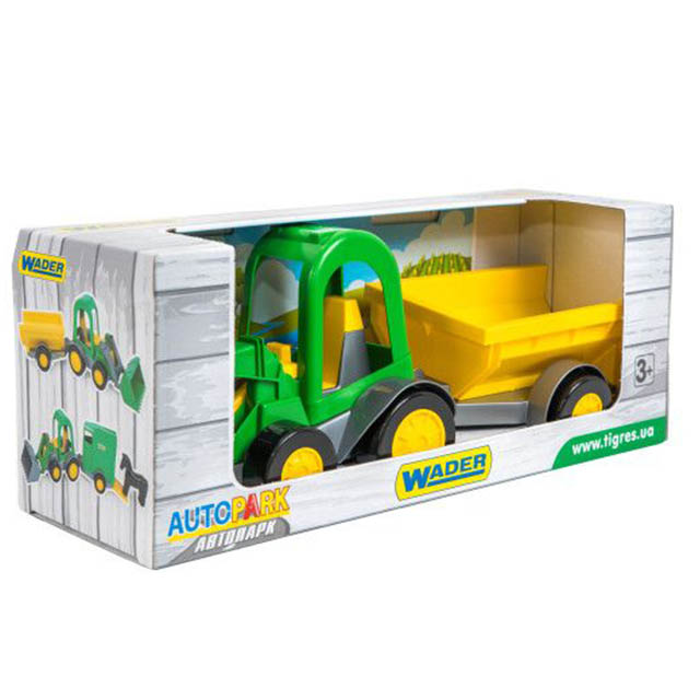 Іграшковий Трактор-баггі з ковшем та причепом у коробці.