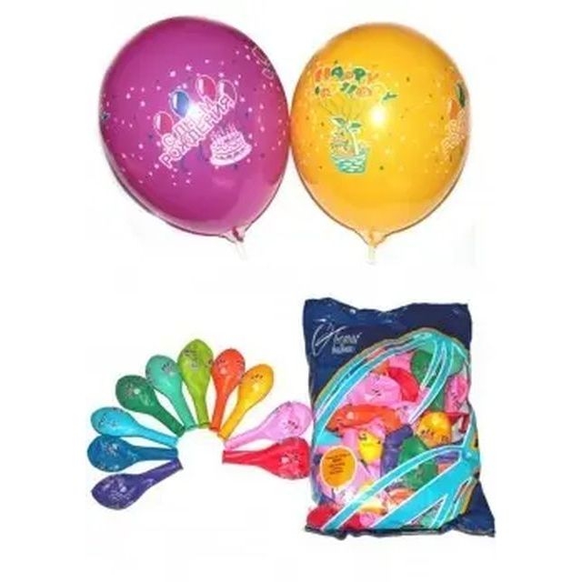 Повітряні кульки пастель шовкографія З Днем Народження 10 &quot;(25 см)