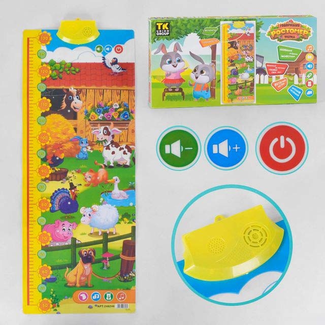 Плакат &quot;Розмовляючий зростомір&quot; 246246 (12) &quot;TK Group&quot;, 4 пісеньки, 11 озвучених тварин, ігри, російське озвучування, на батарейках, в коробці