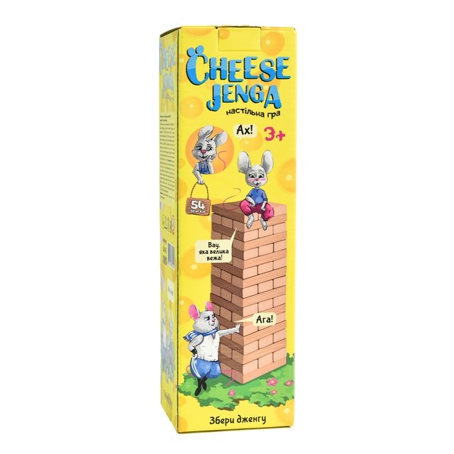 Настольная игра Cheese Jenga 54 бруски Strateg деревянная по-русски (30545)