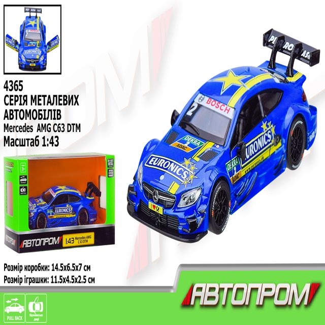 Машина мет. АВТОПРОМ арт. 4365 (96шт/2) 1:43 Mercedes-AMG C 63 DTM,1 цвет, откр. дверь, короб. 14,5*6,5*7см