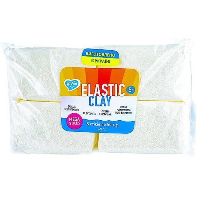 Elastic Clay white ТМ Lovin Набір для ліплення з повітряним пластиліном 400 г