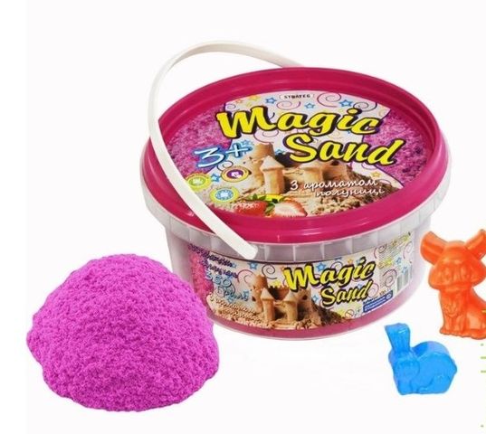 Кінетичний пісок Magic sand рожевого кольору у відрі 0,350 кг
